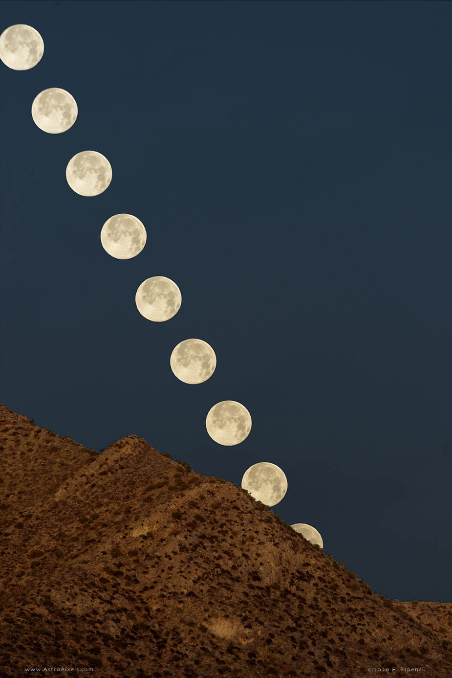 Moonset Sequence Over Limestone Mountain - 1